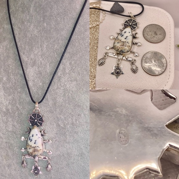 Dendritic Opal Gemstone Unique Handmade Pendant Necklace - Picture 2 of 4